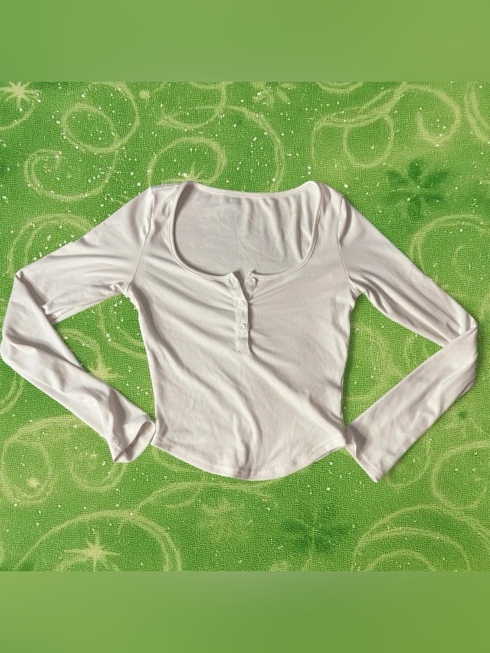 Women's White Henley Top